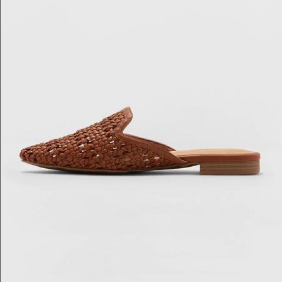 woven brown mules
